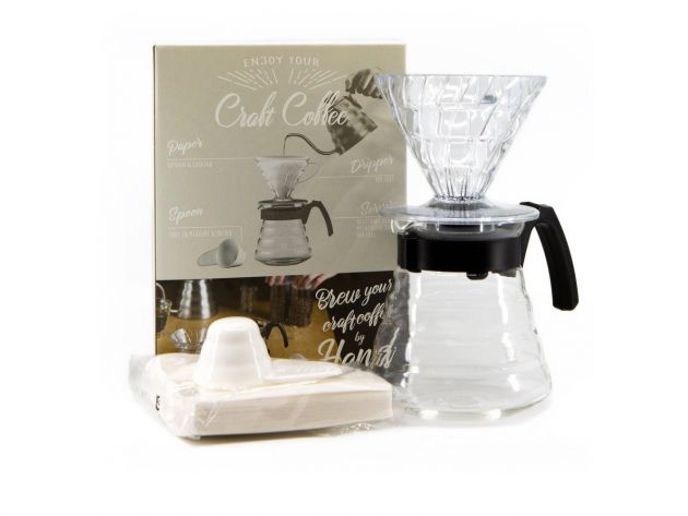 Plastový dripper Hario V60-02 sada s konvičkou a filtry